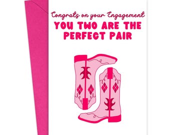 Funny Engagement Card Disco Cowboy Boots Pink Just Engaged Gifts Engagement Gifts for Best Friend Bridal Shower Bachelorette Bride to Be