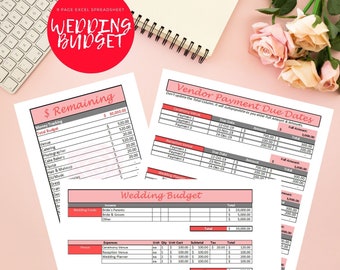 Wedding Budget Spreadsheet - Wedding Budget Template - Printable Wedding Spreadsheet - Wedding Budget Excel - Wedding Budget Tracker Planner