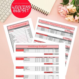 Wedding Budget Spreadsheet - Wedding Budget Template - Printable Wedding Spreadsheet - Wedding Budget Excel - Wedding Budget Tracker Planner image 1