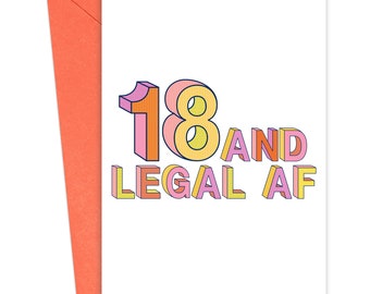 Funny 18th Birthday Card - 18th Birthday Gift for Best Friend - 18 and Legal - 18th Birthday Gifts for Girls - 18th Birthday Gifts for Boys
