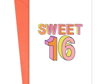 16th Birthday Card Sweet 16 Birthday Card - Sweet Sixteen Birthday Card Gift for Daughter or Son Sixteen Birthday Gift - Milestone Card