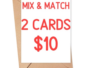 Mix and Match Greeting Cards Bundle - Set of 2 Cards - Greeting Cards Set - Greeting Card Pack