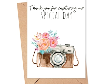 Wedding Photographer Thank You Card for Wedding Photographer Gift - Wedding Vendor Thank You Cards - Wedding Vendor Tip Cards Photography