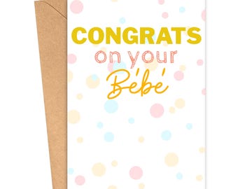 Funny New Baby Card | Gender Neutral Baby Shower Gifts | Congratulations to New Mom | Bebe Card