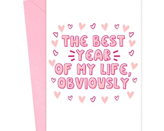 One Year Anniversary Card for Him - One Year Anniversary Gift for Boyfriend Funny 1 Year Anniversary Gift for Girlfriend Wedding Anniversary