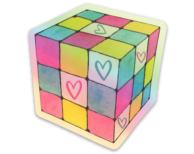 Rubik Cube 90s Stickers - 90s Kid Stickers - Holographic Sticker - Waterproof Stickers - 90s Nostalgia Sticker - Funny Trending Stickers Y2K
