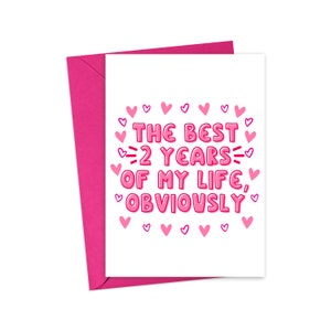 2 Year Anniversary Card for Him 2 Year Anniversary Gift for Boyfriend Funny Two Year Anniversary Gift for Girlfriend 2nd Wedding Anniversary