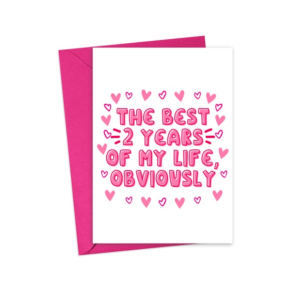 2 Year Anniversary Card for Him 2 Year Anniversary Gift for Boyfriend Funny Two Year Anniversary Gift for Girlfriend 2nd Wedding Anniversary