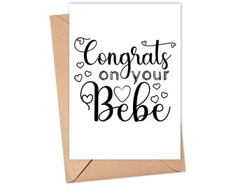 Bebe Congrats Baby Card - Funny Baby Card for New Mom Printable Expecting Parents Card - Pregnant Sister Gift for Coworker Baby Gift Newborn
