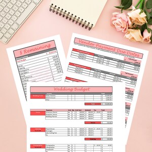 Wedding Budget Spreadsheet - Wedding Budget Template - Printable Wedding Spreadsheet - Wedding Budget Excel - Wedding Budget Tracker Planner image 2