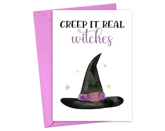 Witch Halloween Card Funny Halloween Card Printable Halloween Card Happy Halloween Card for Her Fall Greeting Card for Friend Witchy Gifts