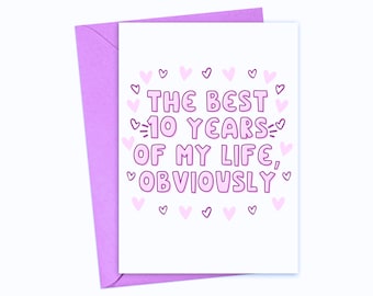 10 Year Anniversary Gift for Husband 10 Year Anniversary Gifts for Men 10 Year Wedding Anniversary 10th Anniversary Card for Wife Funny