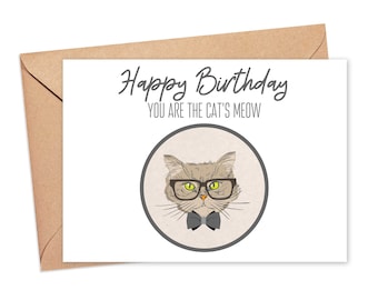 Cat Birthday Card for Husband Cat Greeting Card - Funny Birthday Card for Him - Pun Birthday Gifts for Her - Funny Birthday Card for Friend