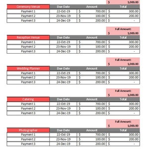 Wedding Budget Spreadsheet - Wedding Budget Template - Printable Wedding Spreadsheet - Wedding Budget Excel - Wedding Budget Tracker Planner image 5