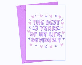 3 Year Anniversary Card for Him 3 Year Anniversary Gift for Boyfriend Funny Three Year Anniversary Gift Girlfriend 3rd Wedding Anniversary