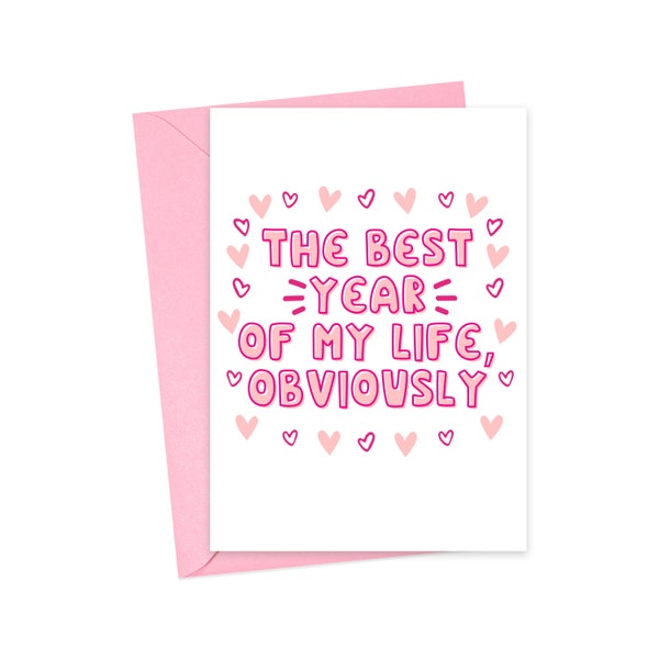 One Year Anniversary Card for Him - One Year Anniversary Gift for Boyfriend Funny 1 Year Anniversary Gift for Girlfriend Wedding Anniversary