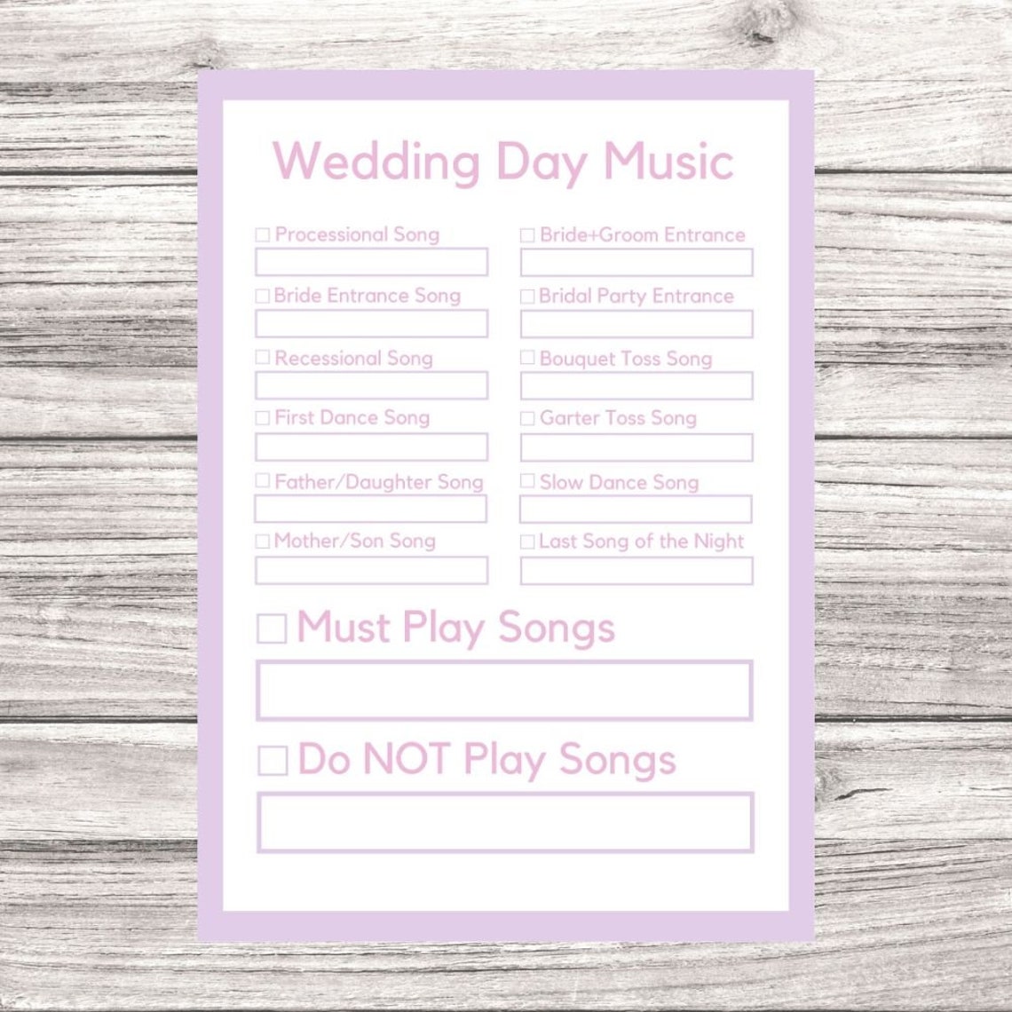 Printable Wedding Song List Wedding Playlist Wedding Music Etsy