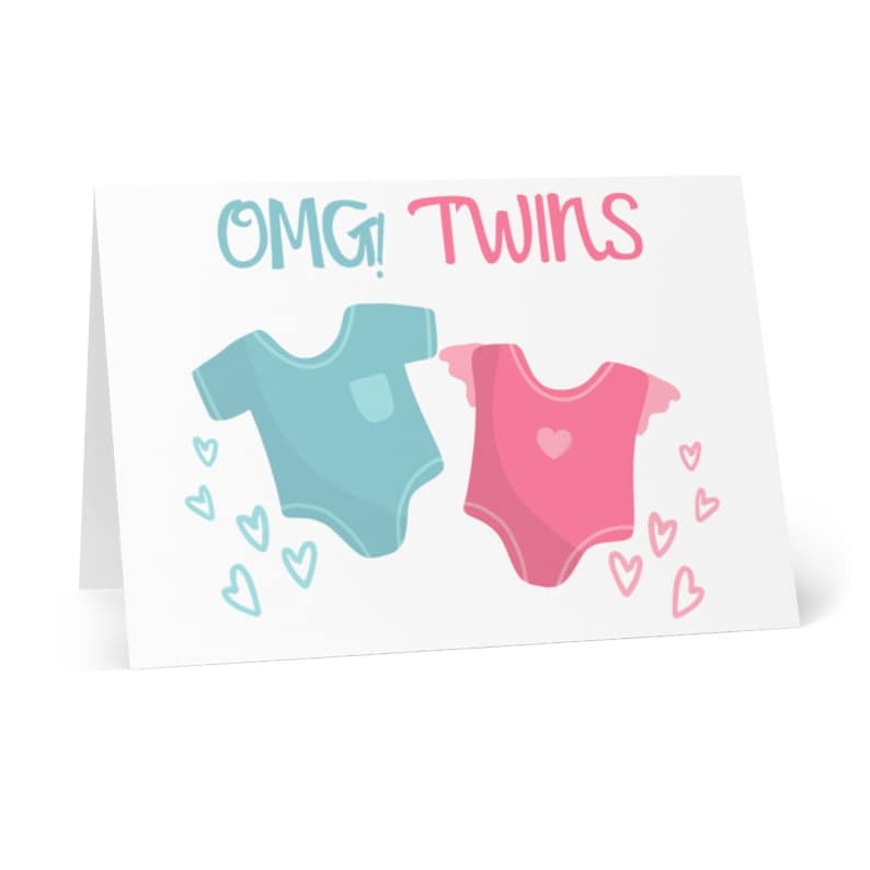 Twins Card Boy and Girl Twins Baby Card Twin Baby Gift Etsy