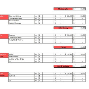 Wedding Budget Spreadsheet - Wedding Budget Template - Printable Wedding Spreadsheet - Wedding Budget Excel - Wedding Budget Tracker Planner image 9