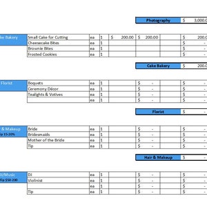 Wedding Budget Spreadsheet - Wedding Budget Template - Printable Wedding Spreadsheet - Wedding Budget Excel - Wedding Budget Tracker Planner image 5