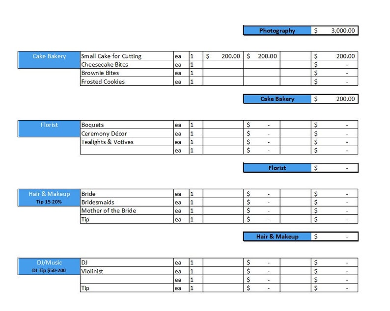 Wedding Budget Spreadsheet - Wedding Budget Template - Printable Wedding Spreadsheet - Wedding Budget Excel - Wedding Budget Tracker Planner image 5