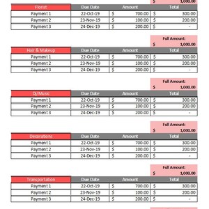 Wedding Budget Spreadsheet - Wedding Budget Template - Printable Wedding Spreadsheet - Wedding Budget Excel - Wedding Budget Tracker Planner image 6
