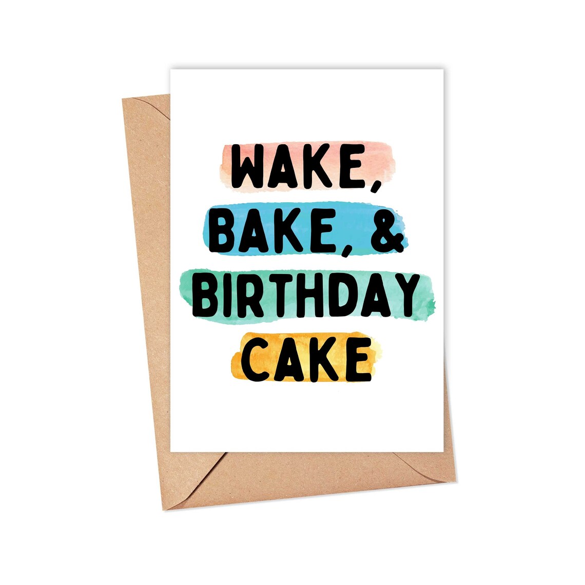 Wake Bake and Birthday Cake Card Funny Birthday Card Best Etsy