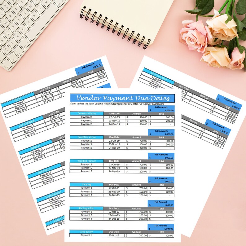 Wedding Budget Spreadsheet - Wedding Budget Template - Printable Wedding Spreadsheet - Wedding Budget Excel - Wedding Budget Tracker Planner image 2