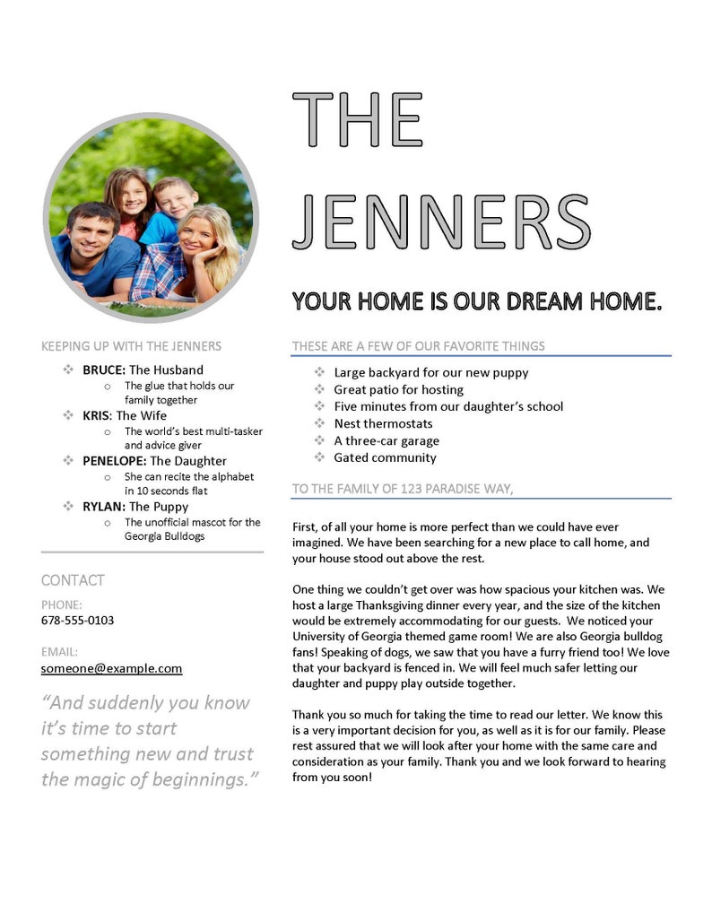 Buying A New Home Letter Home Offer Letter Template Etsy