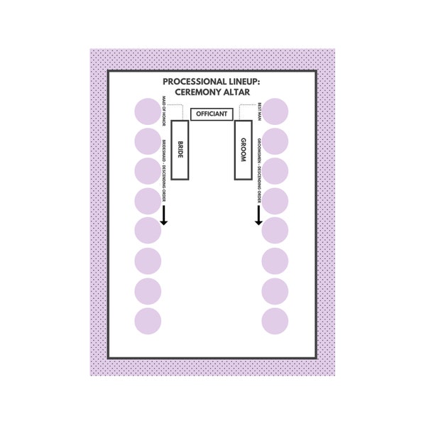 Wedding Processional Template - Wedding Lineup Template Wedding Processional Order Ceremony Lineup Wedding Party Lineup Wedding Planner