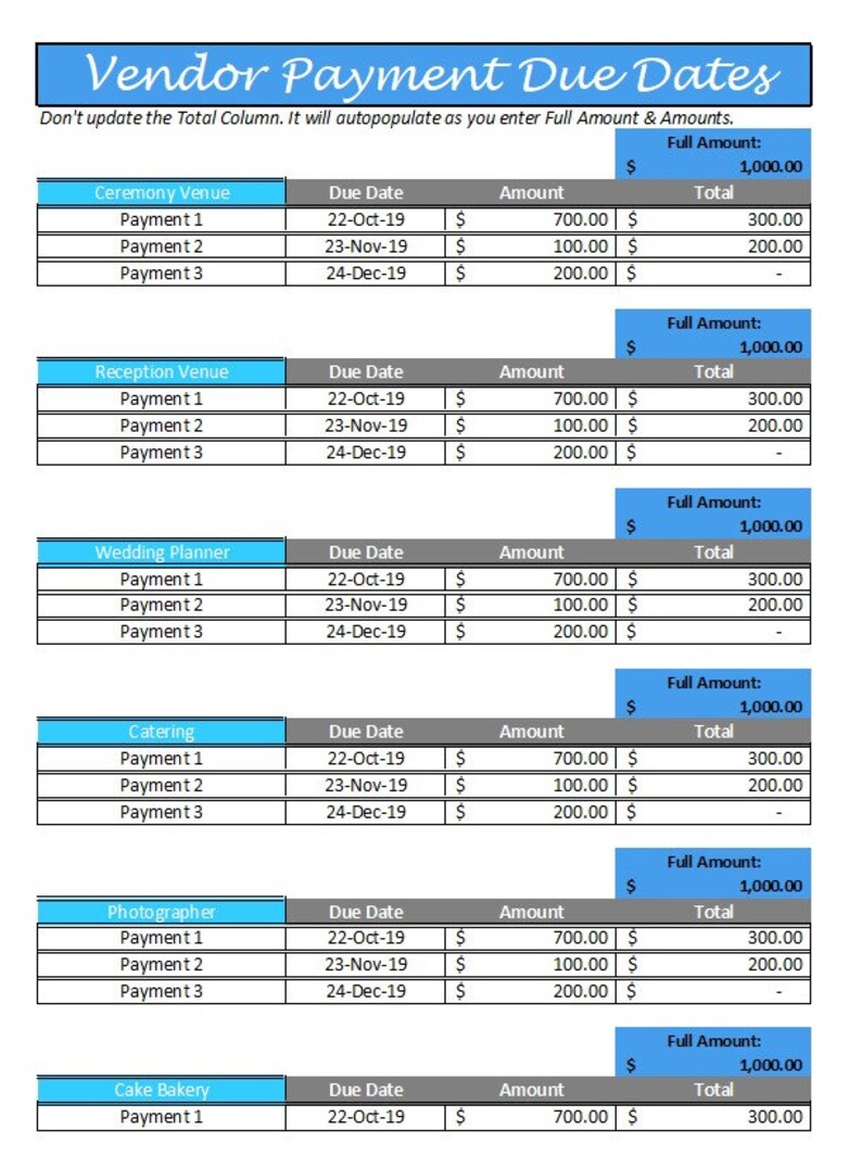 Wedding Budget Spreadsheet - Wedding Budget Template - Printable Wedding Spreadsheet - Wedding Budget Excel - Wedding Budget Tracker Planner image 9
