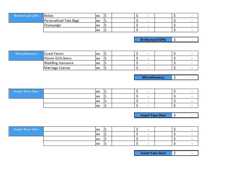 Wedding Budget Spreadsheet - Wedding Budget Template - Printable Wedding Spreadsheet - Wedding Budget Excel - Wedding Budget Tracker Planner image 7