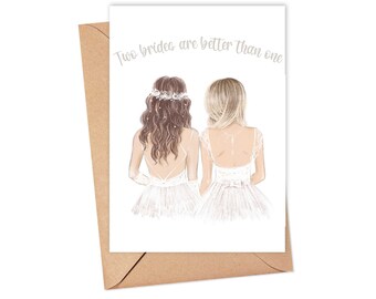 Lesbian Wedding Card Mrs and Mrs Wedding Card Lesbian Wedding Gift Two Brides Card Lesbian Engagement Card Gay LGBTQ Mrs & Mrs Bridal Shower