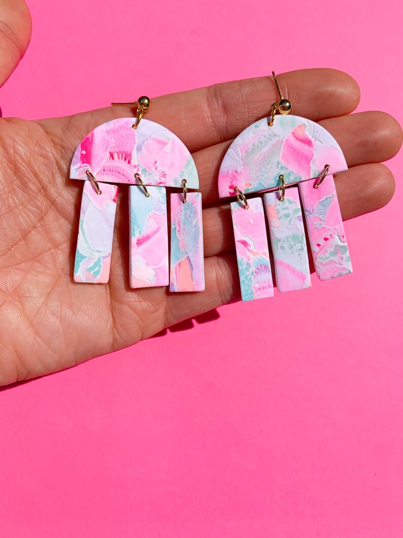 Polymer Clay Earring Dangle Earrings Statement Earring Geometric Earring Polymer Clay Geometric Earring Minimalist Earring