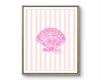 Seashell Art Print: Colorful Coastal Wall Art, Beach Cottage Decor