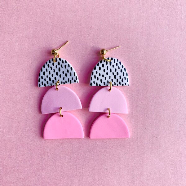 Polymer Clay Earring// Dangle Earrings// Statement Earring// Pink Earrings// Valentines Day Earring// Summer Earrings