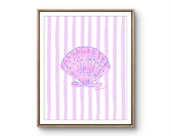 Colorful Seashell Art Print: Coastal Beach Cottage Décor