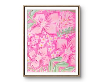 Pink Floral Magnolia Art Print: Cheerful Botanical Wall Decor