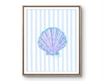 Seashell Art Print: Colorful Coastal Wall Art, Beach Cottage Decor
