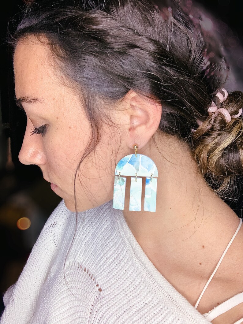 Polymer Clay Earring Dangle Earrings Statement Earring Geometric Earring Polymer Clay Geometric Earring Minimalist Earring