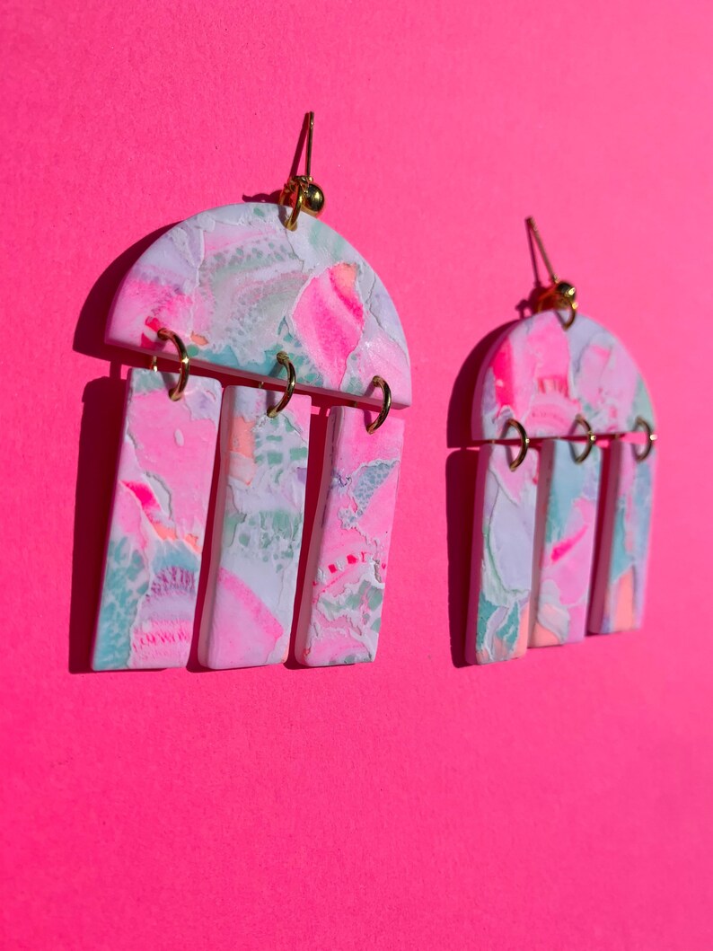 Polymer Clay Earring Dangle Earrings Statement Earring Geometric Earring Polymer Clay Geometric Earring Minimalist Earring