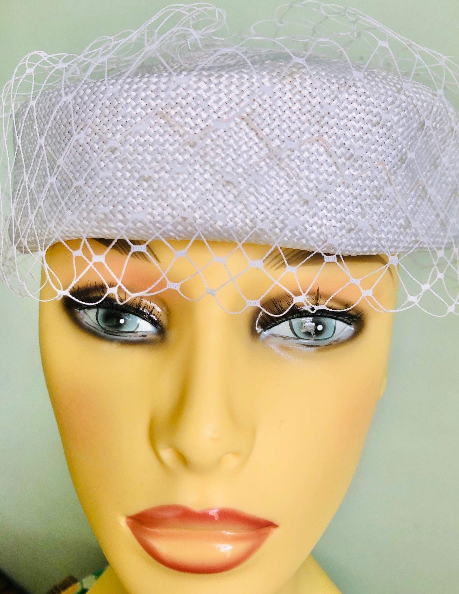 Ladies White Vintage Pillbox Hat with White Facial Net. KANGOL Etsy