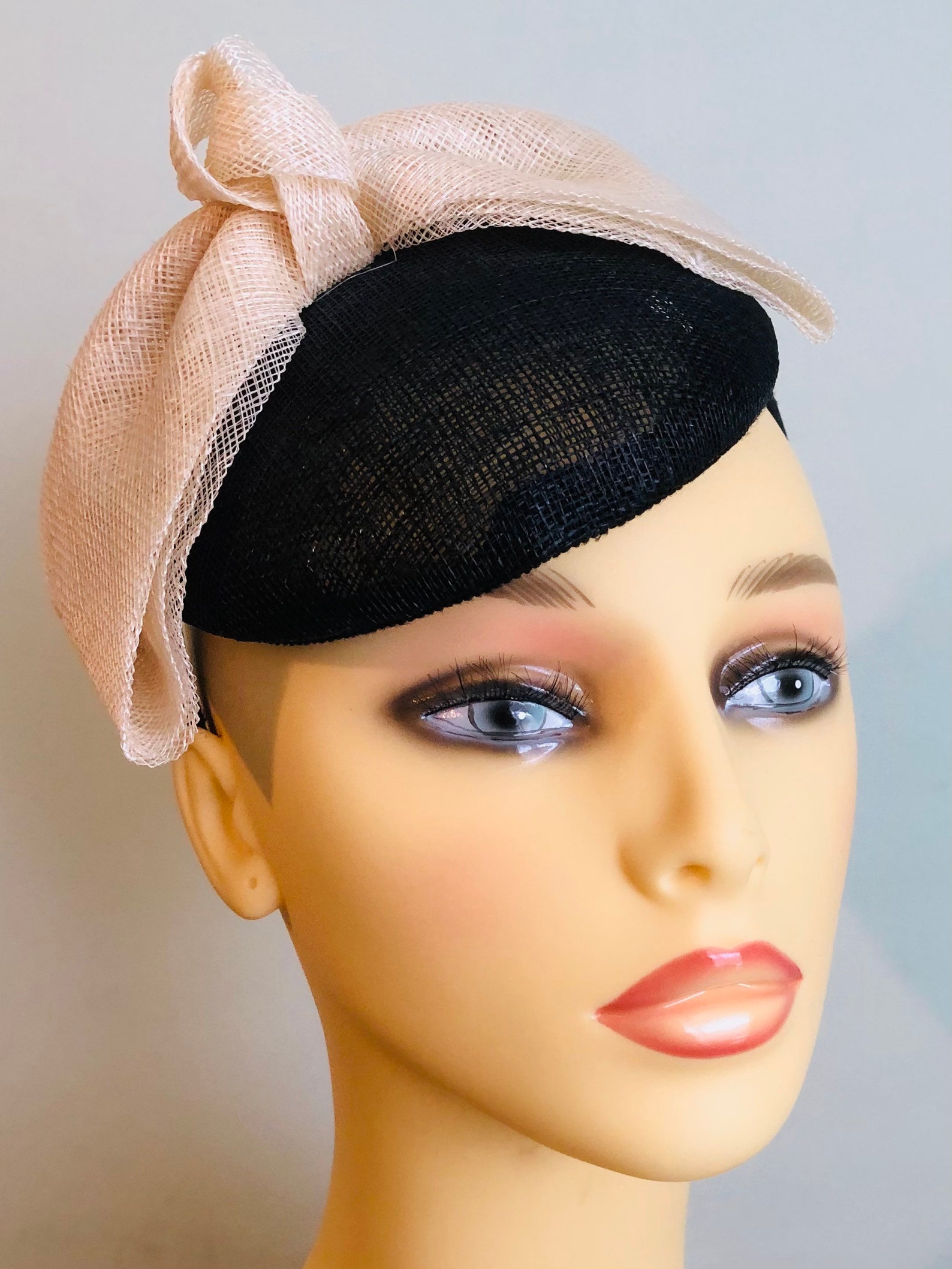 Ladies Black Fascinator with Ivory bow on Alice band wedding Etsy