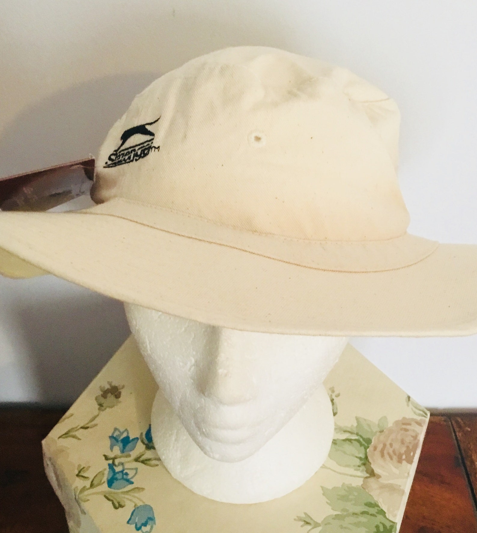 Mens White cotton stiff brim ventilated sun hat. Sport Etsy
