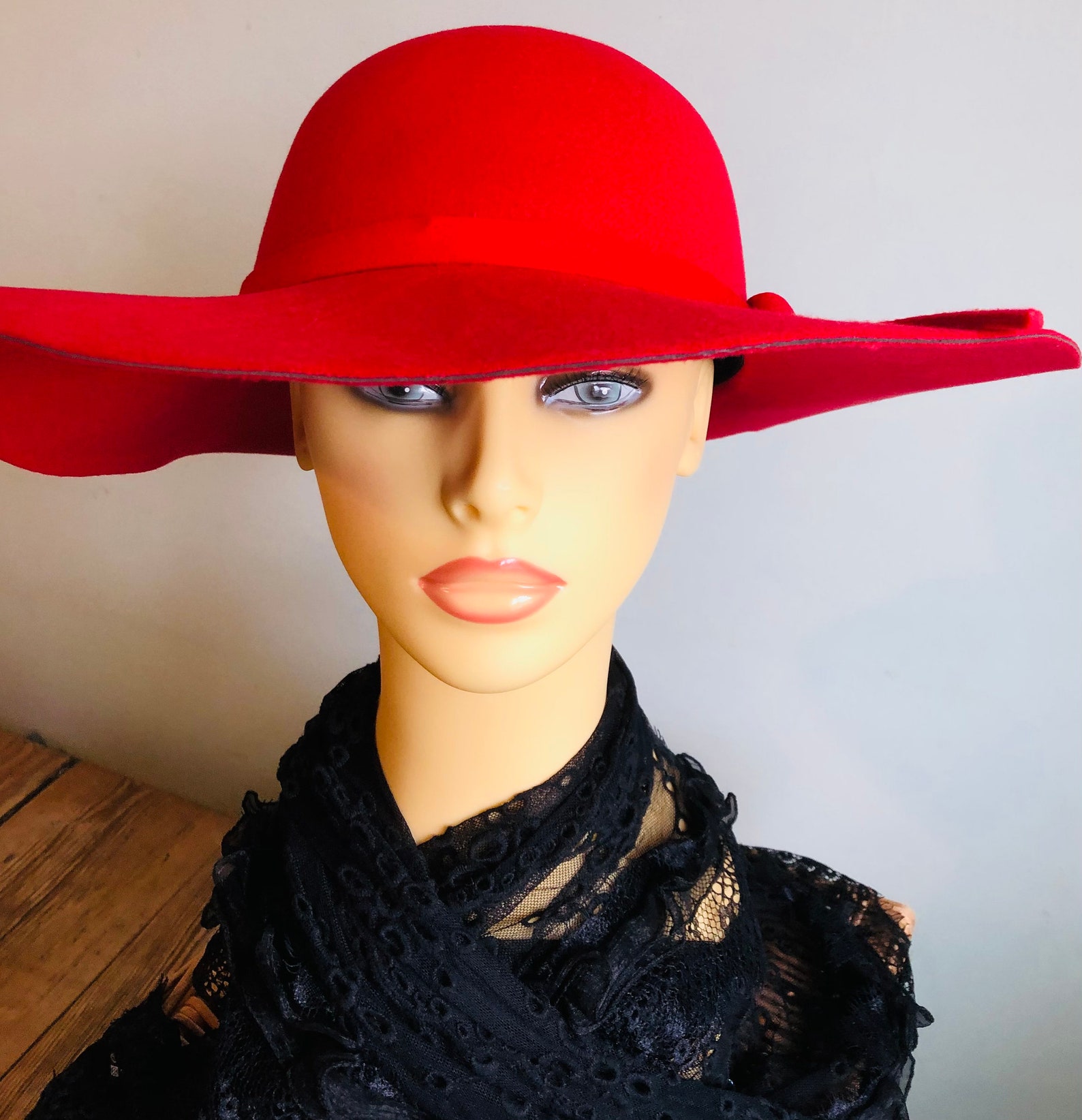 Ladies Red Fedora Stetson Cowgirl hat with Bowknot . Vintage Etsy
