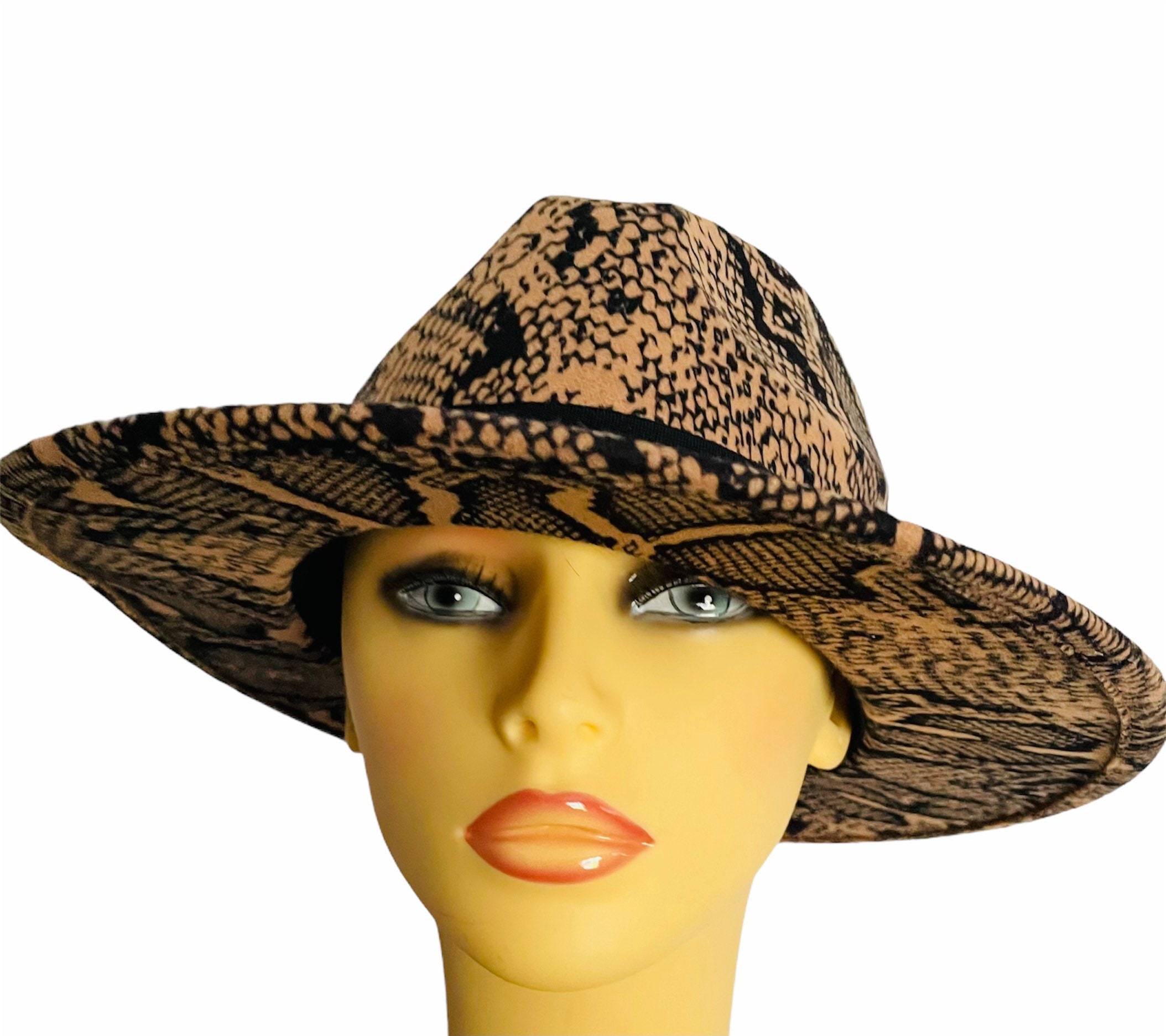 Ladies Stunning Snakeskin Print Fedora 