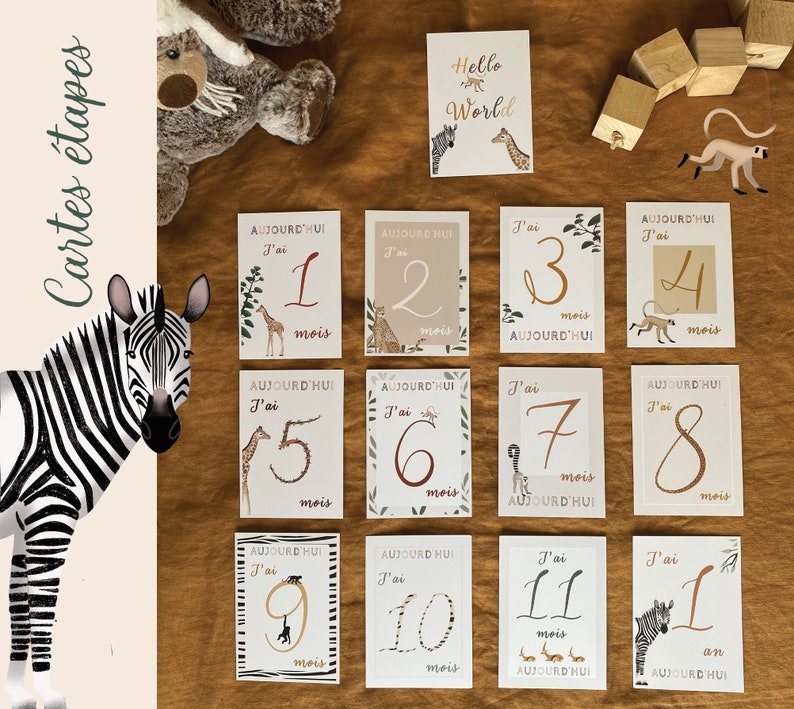 Cartes étapes bébé animaux de la savane image 3