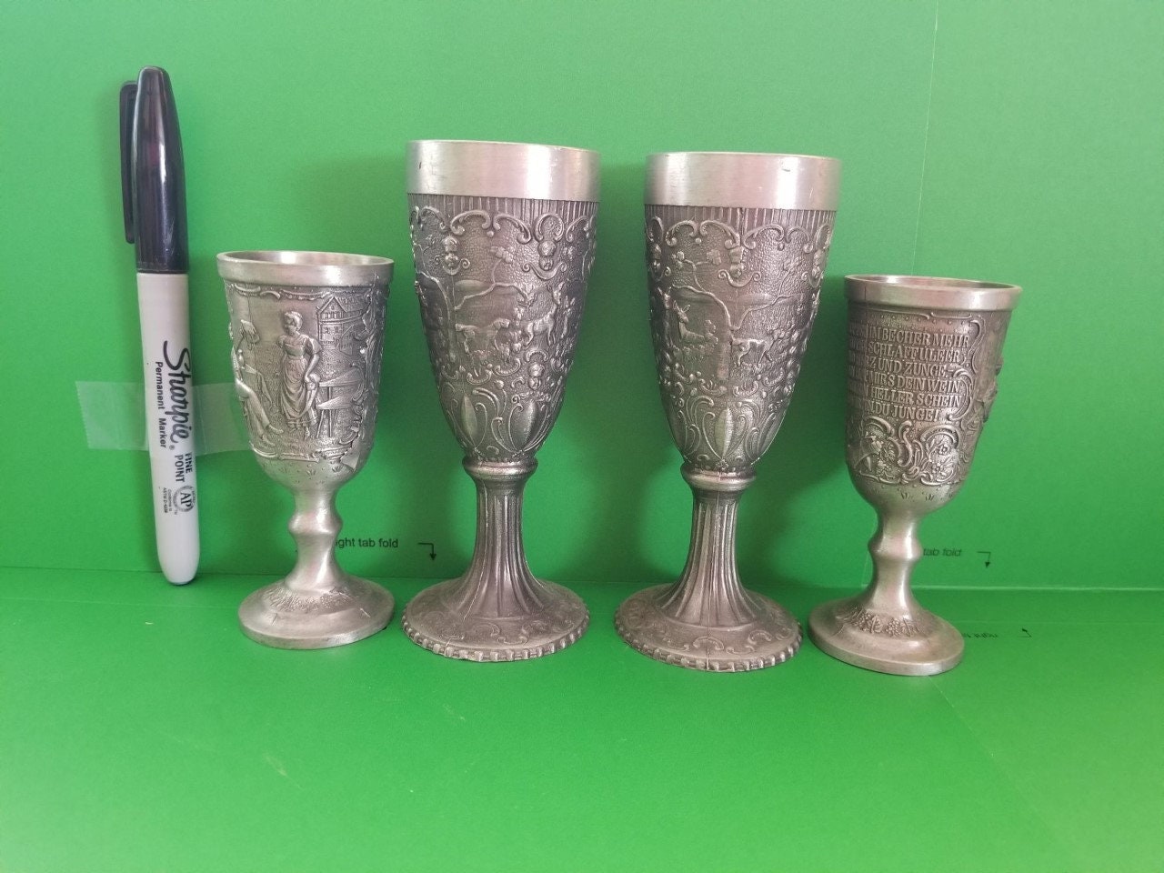 Small Stemmed German Pewter Shot Glasses. 2 Sizes Set of 4 Etsy