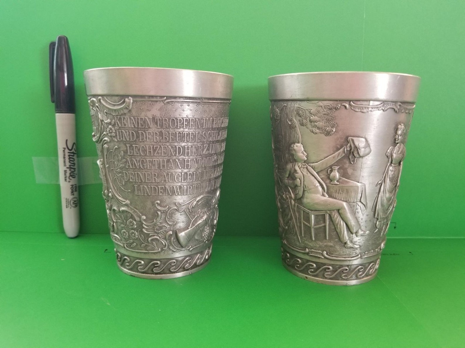Vintage German Pewter Goblets set of 2. Etsy