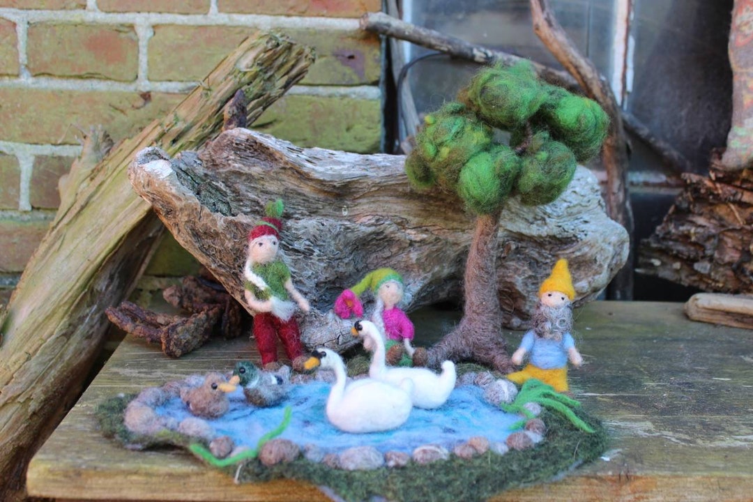 Jahreszeitentisch Zwerge Am Teich Mit Schwänen Und Enten Etsy